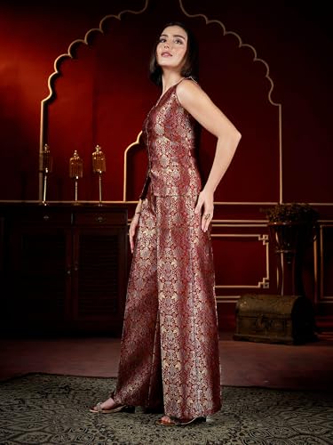 Image of PURVAJA Womenn's Sleeveless Shirt Pant Printed Co-Ords Set