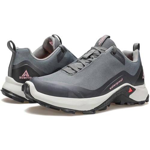 Image of HUMTTO Women's Waterproof Hiking Shoes Lightweight Breathable Outdoor Trail Shoes Trekking Sneakers Dark Grey