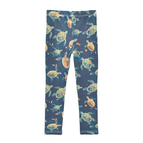 Swimming Turtles Girls' Leggings Toddler Doodles Watercolor Kids Yoga Pants Dance Active Tights 4T2