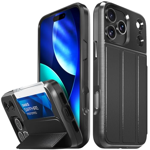 VENA vCommute for iPhone 17 Pro Max Wallet Case [Military Grade Drop Protection] Flip Leather Cover Slot Card Holder with Kickstand - Black