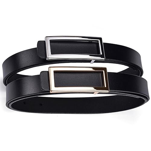 Pohullan Fashion Design Ladies Decorative Belt Slide Square Pattern Buckle Metal Leather Accessories3