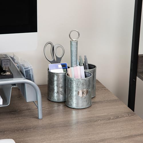 Mind Reader 3-Compartment Metal Organizer with Handle, Multi-Use Storage Caddy, Galvanized Metal, Silver by Mind Reader - Image 6