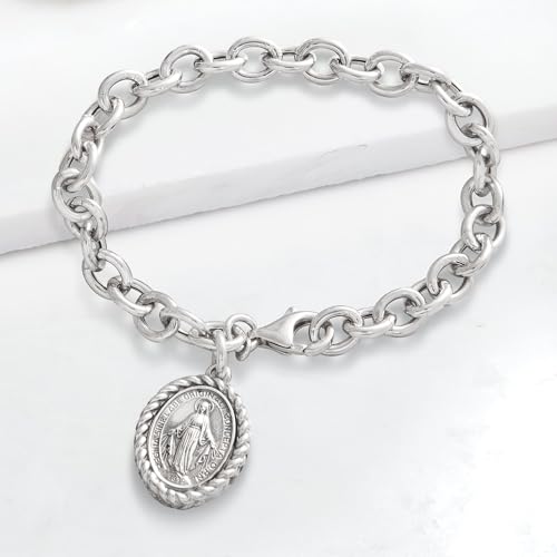 Ross-Simons Italian Sterling Silver Miraculous Medal Charm Bracelet3