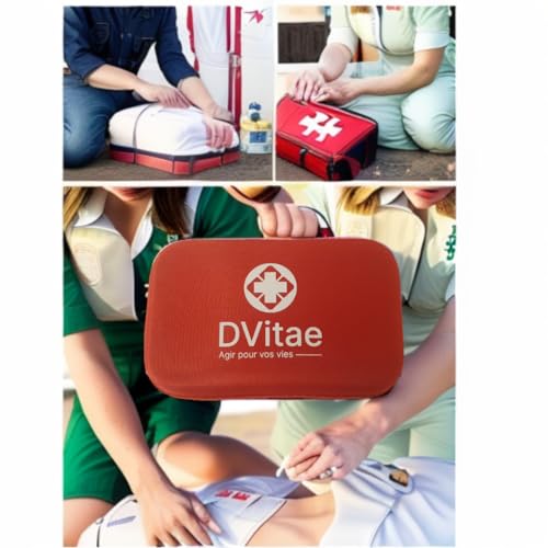 D-VITAE Kit di primo soccorso, kit di primo soccorso aziendale, piccolo kit di pronto soccorso, scatola farmacia per auto, casa, viaggi, campeggio, escursionismo e sport