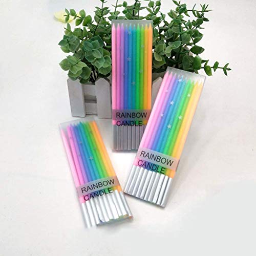 SIXRUN Velas para Pastel de Cumpleaños Velas Coloridas, Largas y Delgadas para Decoración de Pasteles, 30 Piezas de de Calidad Alimentaria para Bodas, Fiestas de Cumpleaños, 15 Cm, Adecuadas para