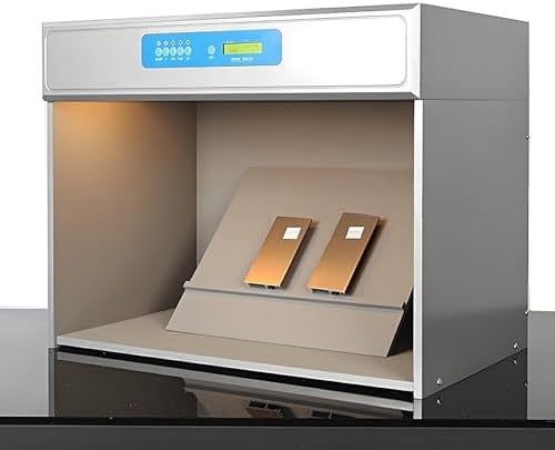LED Color Matching Cabinet with Smart Control, Dimmable 4/5/6 Light Booth for Textile Printing & Lab Color Assessment, Adjustable Lighting for Accurate Color Evaluation