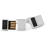 Tateossian Carbon Fiber Slim 16GB USB Stick Cufflinks - Rhodium Plated Base Metal