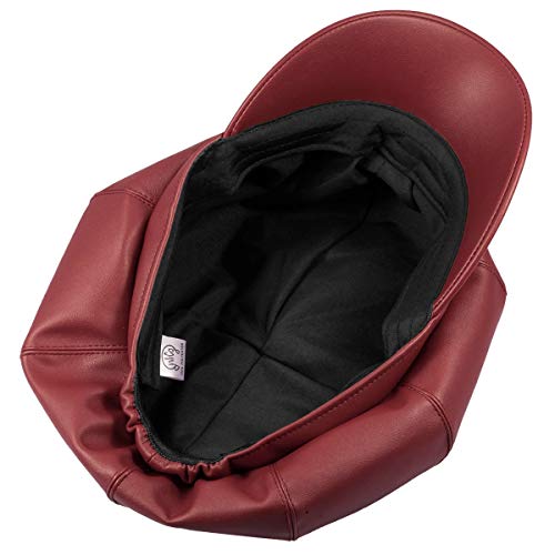 Sportmusies 8 Panels Newsboy Caps For Women, Pu Leather Cabbie Painter Hat Gatsby Ivy Beret Cap, Red #TOP2