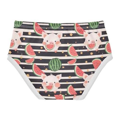 Wusikd Cute Cartoon Piggy Girls' Underwear Cotton Watermelon Black Striped Girls Briefs Soft Toddler Underwear 2T2