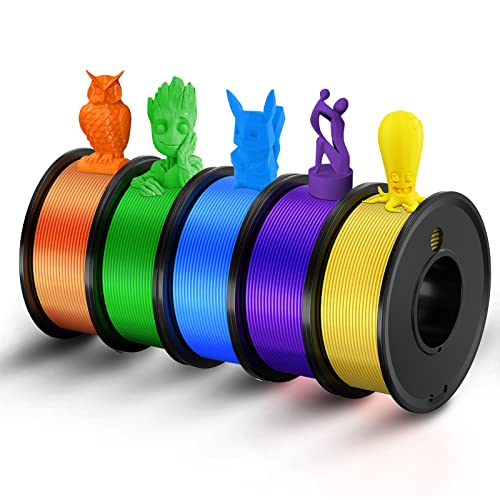 Haosegd 3D Printer Filament PLA 1.75mm 3-D Printing Materials 5 Colors Bundle Print Filimate 1.75 mm Orange Green Blue Y