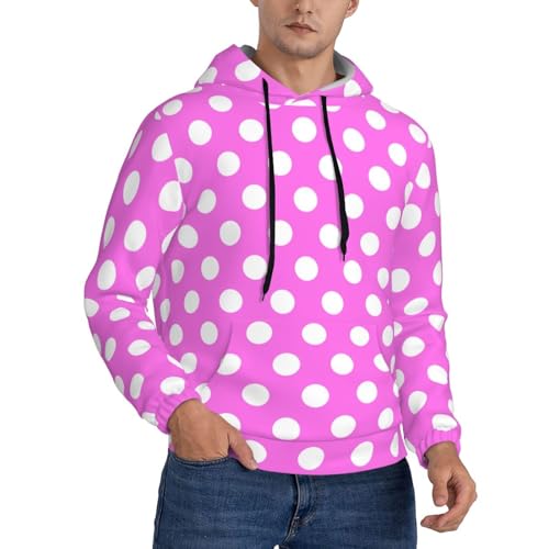 Hoodies For Men - Soft Pink Polka Dot Print B Long Sleeve Casual Men'S Hoodies & Sweatshirts Pullover With Pocket
