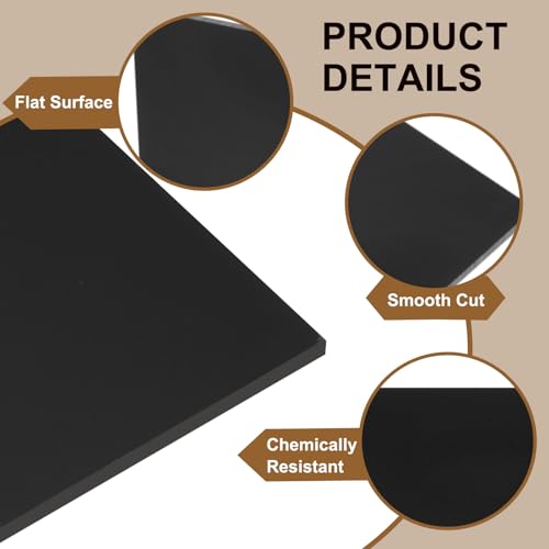 Image of MECCANIXITY HDPE Plastic Sheet 1 /8 inch Thick, 10 inch x 48 inch High Density Polyethylene Plastic Blocks, HDPE Cutting Board for DIY, Home Floor Improvement, Black