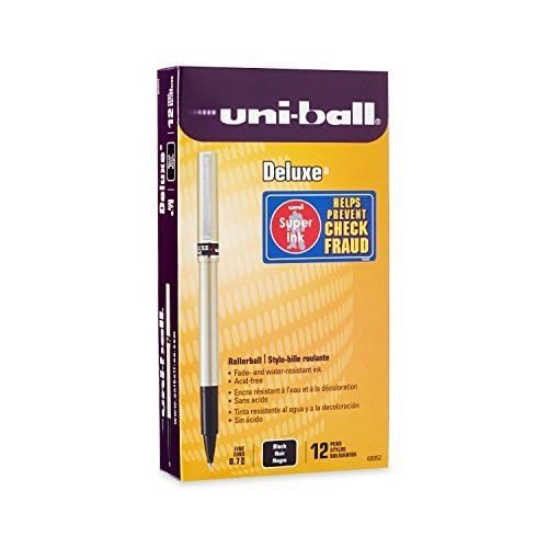 Uni-Ball Deluxe Roller Ball Negro Punta Fina Pack 24 miniatura 2