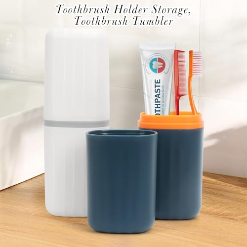 Image of Travel Curry - Travel Toothbrush Cup Case, Portable Toothbrush Holder Case for Traveling, Camping, Business Trip and School, Plastic Toothbrushes Toothpaste Set with Color Options (Pink)