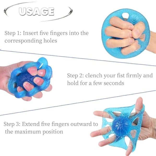 DEEYOTA finger exerciser & hand strengthener rehab,exercise squeeze ball for hands,Hand strength trainer is used for physical therapy,elderly people,and hand weakness(2 Pcs)