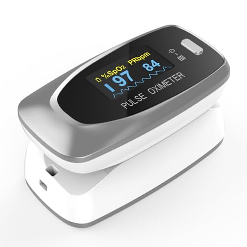 Image of CMS50D2 Digital Finger Pulse Oximeter, SpO2, PR and Optional PI Monitor with Pulse Waveform |Adjustable Brightness & Display|Auto Standby|Voice & PR Sound Alerts|Low-Battery Indicator