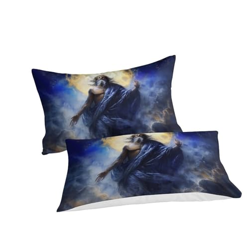 Parure de lit Jésus 3D 3 pièces King 220x240cm anti-plis - 3