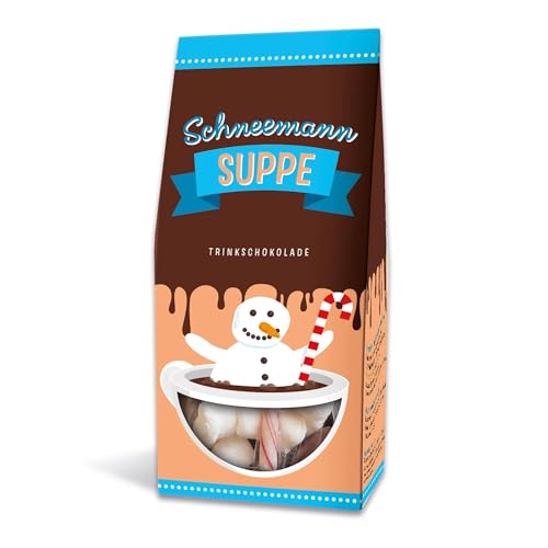 Liebeskummerpillen - Liebeskummerpillen Schneemann Suppe Trinkschokolade 49g – Winter Kakao mit Mini Marshmallows & Zuckerstange – ideal zur Winterzeit, Weihnachten, Nikolaus & Advent – Scherzartikel & Wichtelgeschenk