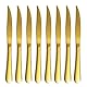 Goldenes Steakmesser Set, Kyrtaon Goldenes gezahntes Messer, Titanvergoldetes Edelstahl-Scharfmesser-Set, Tafelmesser-Set mit 8, Spülmaschinenfest, robust und leicht zu reinigen