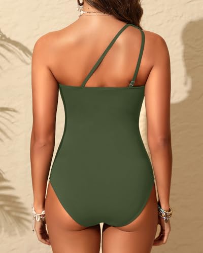Image of Aqua Eve Women Mesh One Piece Swimsuit - Tummy Control One Shoulder Bathing Suit Cut Out Swimwear 2026