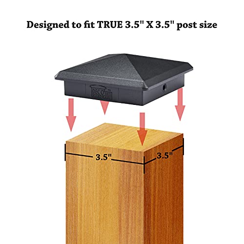 3.5" x 3.5" Heavy Duty Aluminium Pyramid Post Cap for True/Actual 3.5" x 3.5" Wood Posts - Black (Works ONLY with Actual 3.5" x 3.5" Posts. Will NOT Work with Actual 4" x 4" Posts)