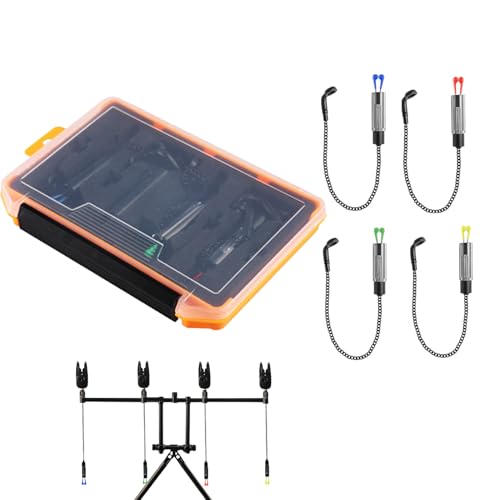 Fishing Pole Alarm | 8.66x5.71x1.1 inches No Light 4pcs Compact Fishing Stringer with Storage Box Multi-Functional Tensioner Alerts for Pond