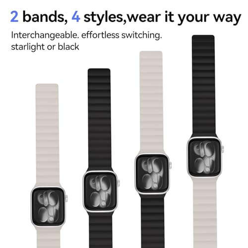 Image of X-it Magnetic Watch Band for Apple Watch Ultra 49mm, 46mm /45mm /44mm, Silicone Sport Strap with Strong Magnet for Men and Women, Compatible with Apple Watch Series 11 /10 /9 /8 /7 /6 /5 /4 /3 /2 /1 and SE