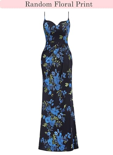 Image of VFSHOW Womens Sexy Formal Ruched Fitted High Slit Bodycon Maxi Dress Spaghetti Strap Sweetheart Cocktail Prom Evening Gown