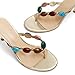 MAIJED Jeweled Flip Flop Kitten Heels for Women Open Toe Beaded Strappy High Heels Sandals Slip On Thong Heeled Mules Mid Heel Fashion Party Dress Shoes Gold US8.5