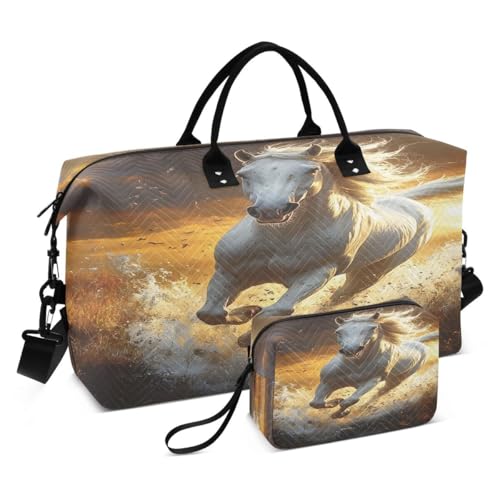 Horse Sunset Cloud Animal Travel Duffle Bag Gym Bag Weekender Bags with Toiletry Bag Travel Trip Tote Bag