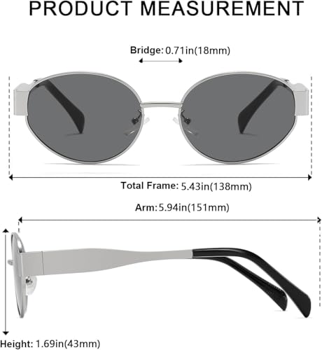 Image of FAVELA Retro Oval Sunglasses for Women & Men | Trendy Metal Sun Glasses Classic Shades | UV400 Protection Retro Oval Sunglasses Vintage Style.