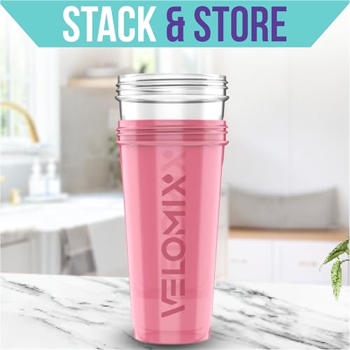 -2 Pack- 28 oz Protein Shaker Bottles for Protein Mixes - 2x Wire Whisk | Leak Proof Shaker Cups for Protein Shakes | Protein Shaker Bottle Pack (Pink/Transparent)