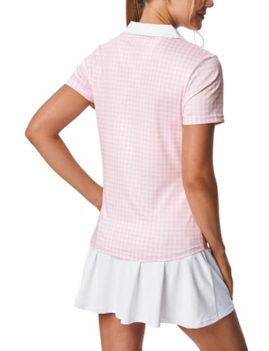 Image of BGOWATU Women's Short Sleeve Golf Tennis Polo Shirts V Neck Collared Workout Tops UV Protection Dry Fit