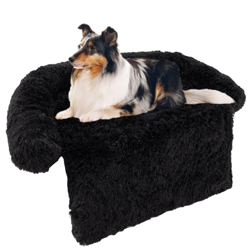 Image of Maxmass Pet Sofa Bed, Plush Dog Couch Mat with Removable Cover and Double Anti-Slip Design, Washable Puppy Mattress for Small Medium Large Dogs Cats (M, Black)