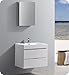 Fresca FVN8330WH Valencia 30" Glossy White Wall Hung Modern Bathroom Vanity with Medicine Cabinet