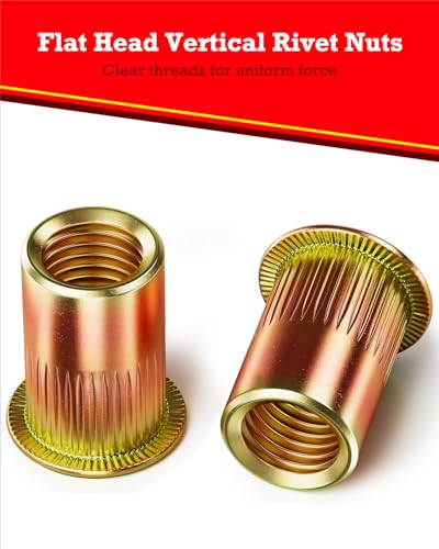 YOOPIN 250 Stück Nietmuttern Kit, Kohlenstoffstahl Farbe Zink Blindnietmuttern Set, Nietmuttern Sortiment M3 M4 M5 M6 M8 M10, Gewindenieten für Bleche, Elektrogeräte und Industrieprodukte