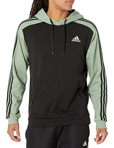 Image of adidas Men's Essentials M lange French Terry Hoodie, Black/Green Oxide Melange, Small