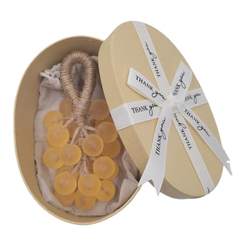 EcoGleam Jabón de uva hecho a mano de cristal en una cuerda para lavar el aire fresco (amarillo con caja)