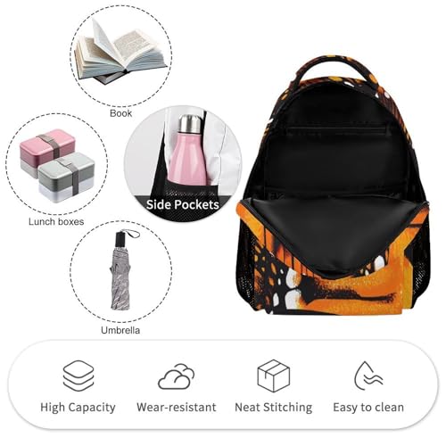 Monarch Butterfly Wings Travel Backpack Casual Daypack Shoulder Bag with Adjustable Shoulder Straps3