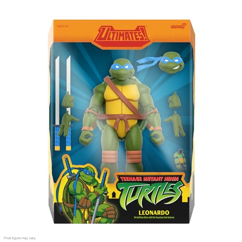 Image of Super7 ULTIMATES! Teenage Mutant Ninja Turtles Leonardo - 7 inch TMNT Action Figure with Accessories Classic Cartoon Collectibles and Retro Toys