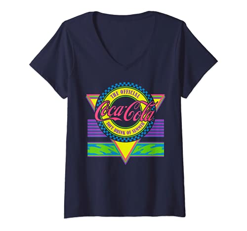 Mujer Coca-Cola The Official Soft Drink Of Summer Retro Logo Camiseta Cuello V