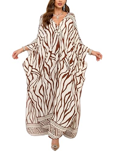 Image of KEYLORTING Plus Size Kaftan Dress Women, African Moo Moo Print Caftan, Batwing Dress, Beach Cover Up for Party and Loungewear