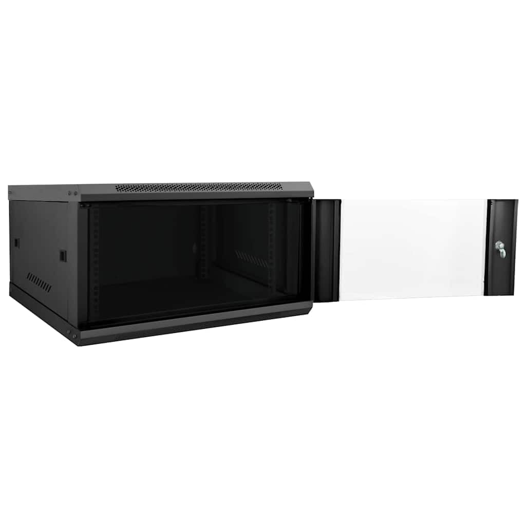 Armoire réseau, 60 x 60 x 35 cm, noir, montage mural, armoire serveur en acier avec verre de sécurité, pour bureau et maison