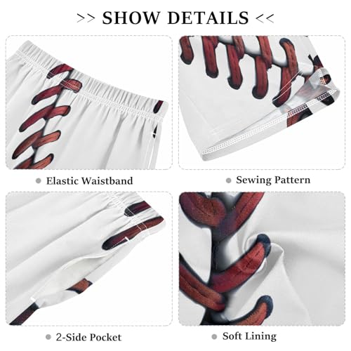ALAZA Fashion Baseball Liner Pajama Shorts Sleep Shorts Pant Lounge Pajama Bottoms Elastic Waist with Pockets3