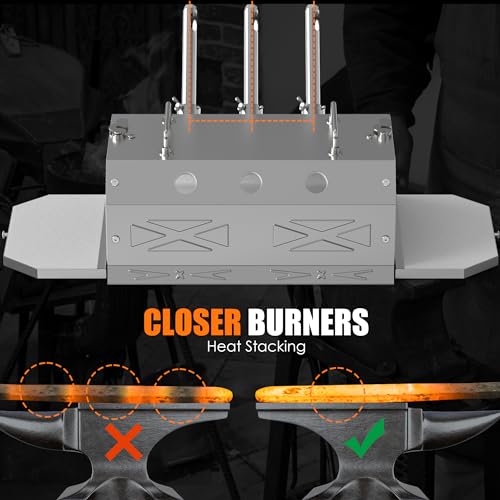 Nelyrho 2600℉ Triple Burner Propane Forge, 3 Burner Blacksmith Forge Kit, Large Capacity Gas Forge for DIY Knife & Sword Making, Metal Welding