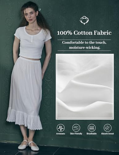 Half Slip Dress for Under Dresses Women Long Lace Skirt Extender Underskirt Non Cling 100% Cotton3