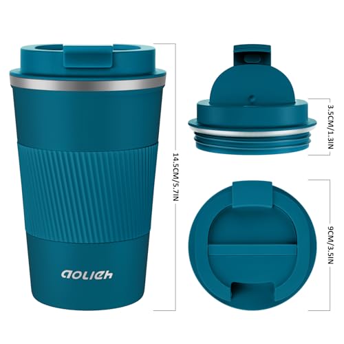 Image of Thermal Mug With Leak-Proof Lid, Insulated Stainless Steel Travel Coffee Mug To Go for Hot and Cold Water, Tea (380 ml, Blue)