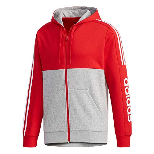 adidas Men's Climawarm Full-Zip Performance Fleece Hoodie (Scarlet/ Medium Grey Heather/ White, Medium)
