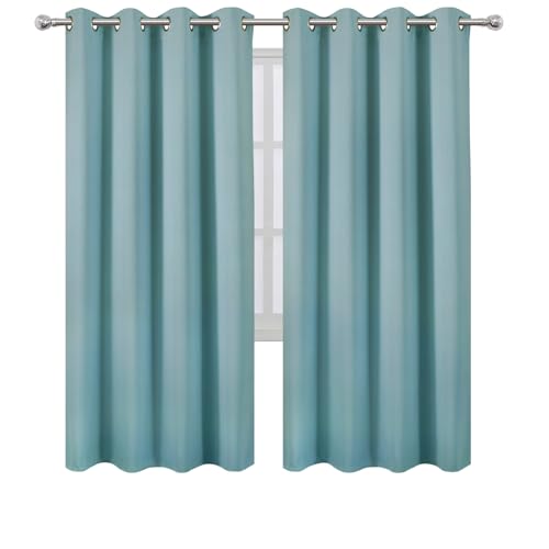 Image of LEMOMO Stone Blue Thermal Blackout Curtains /52 x 72 Inch /Set of 2 Panels Room Darkening Curtains for Bedroom