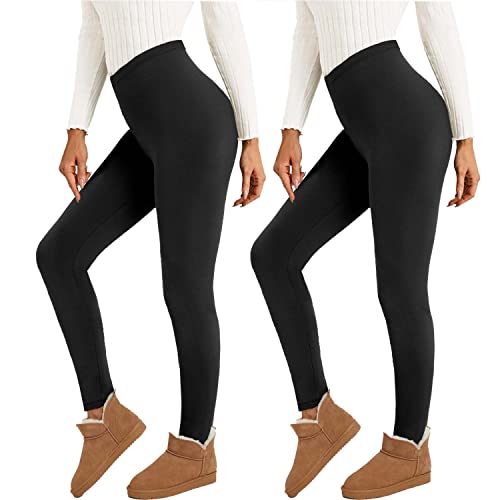 Missluck 2er Pack Thermo Leggings Damen High Waist Gefüttert Thermoleggins...